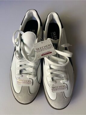 Skechers Court & Classics Men’s Low Top Lace-Up Sneakers Memory Foam Leather
